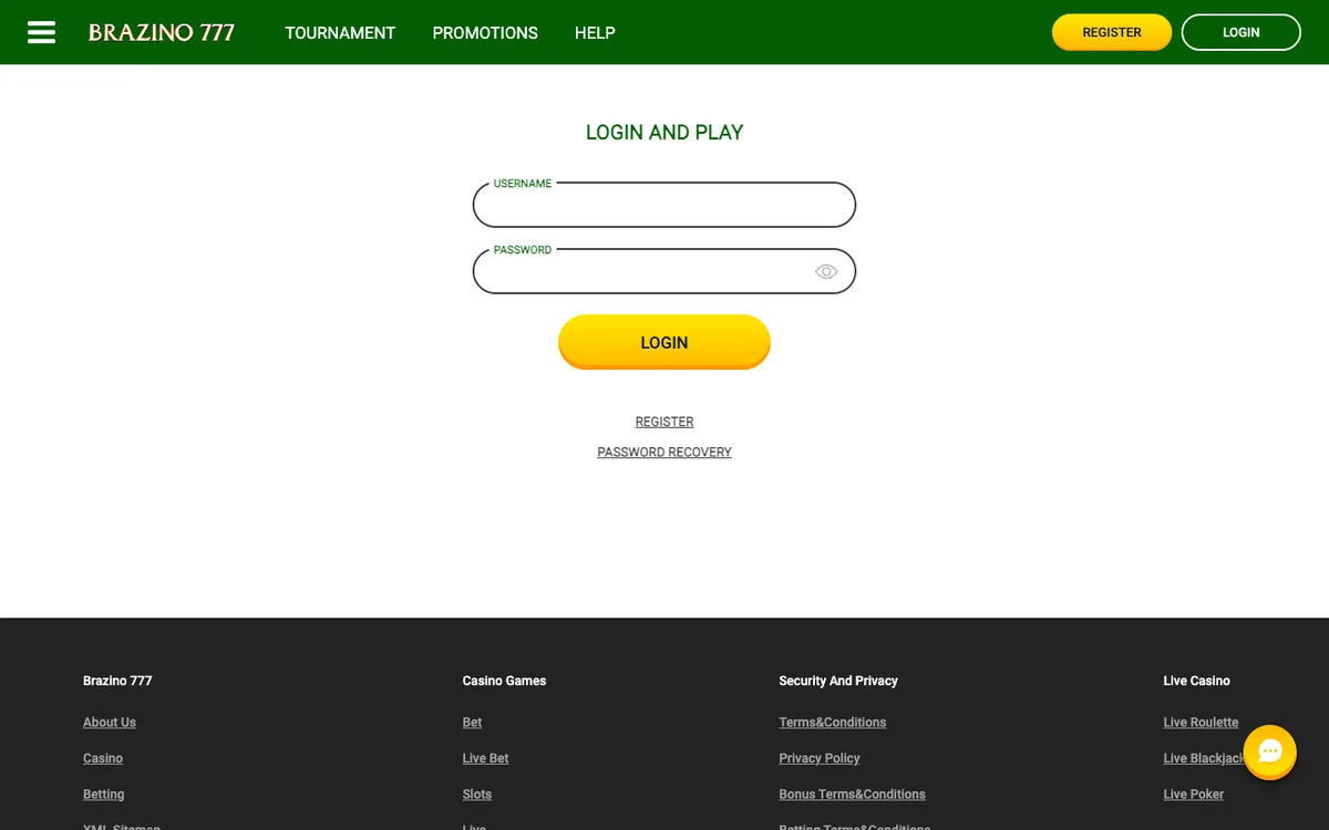 Brazino777 Casino — Sign-up, captured from Austria