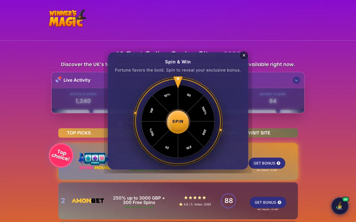 Winner's Magic Casino — Sign-up, captured from Australia