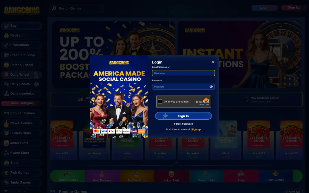 BangCoins Casino — Sign-up, captured from United States