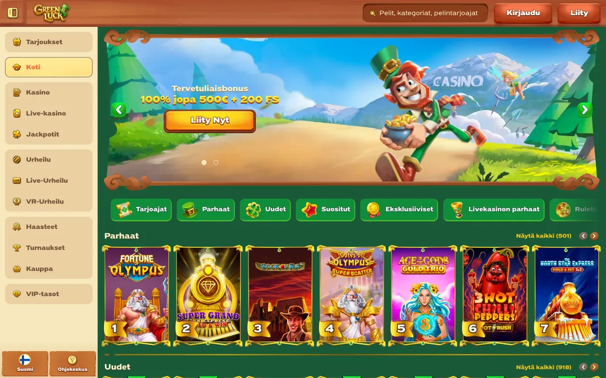 Greenluck Casino — «Главная», снято из страны Финляндия