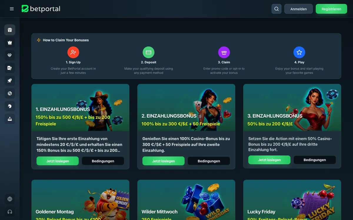 BetPortal Casino — Promotions, captured from Germany