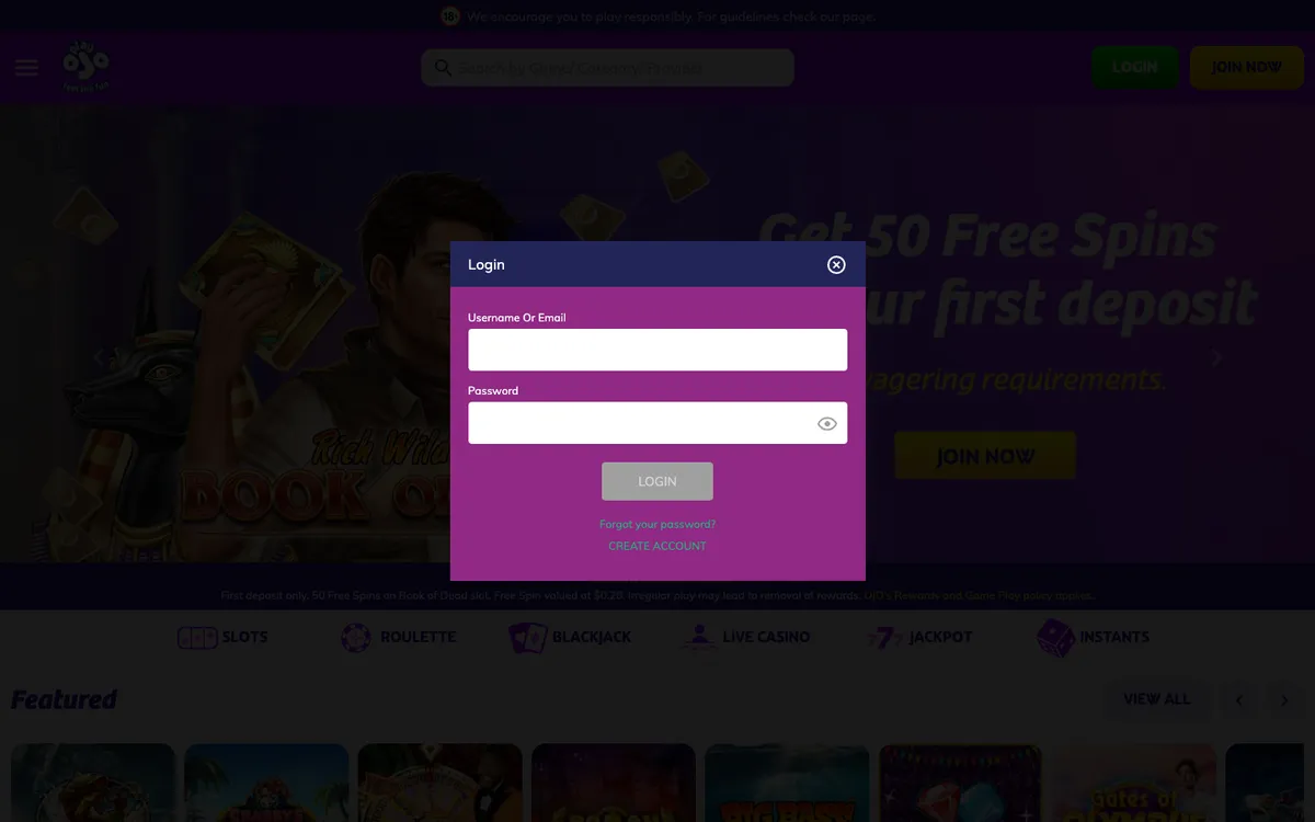 PlayOJO Casino — Sign-up, captured from New Zealand