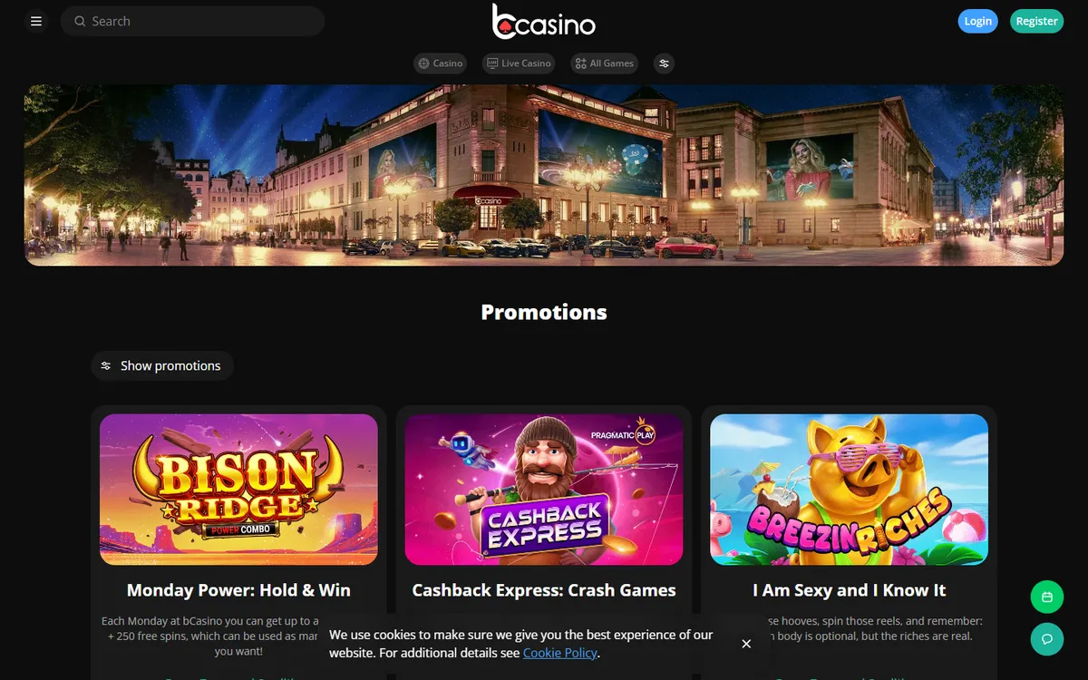 bCasino — Promotions, captured from Canada