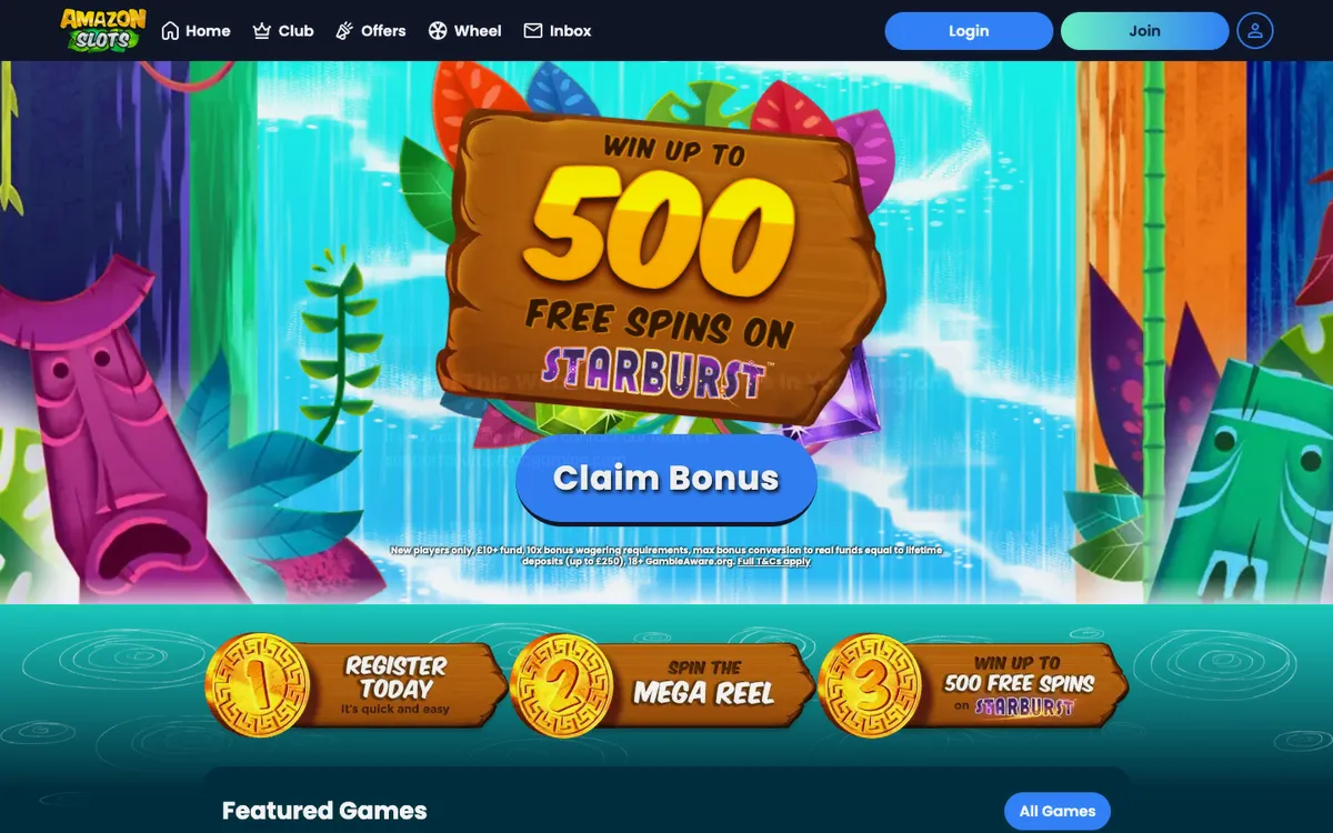 Amazon Slots Casino — Sign-up, captured from Austria