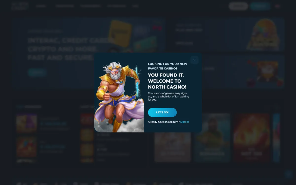 North Casino — Home page, captured from Belgium