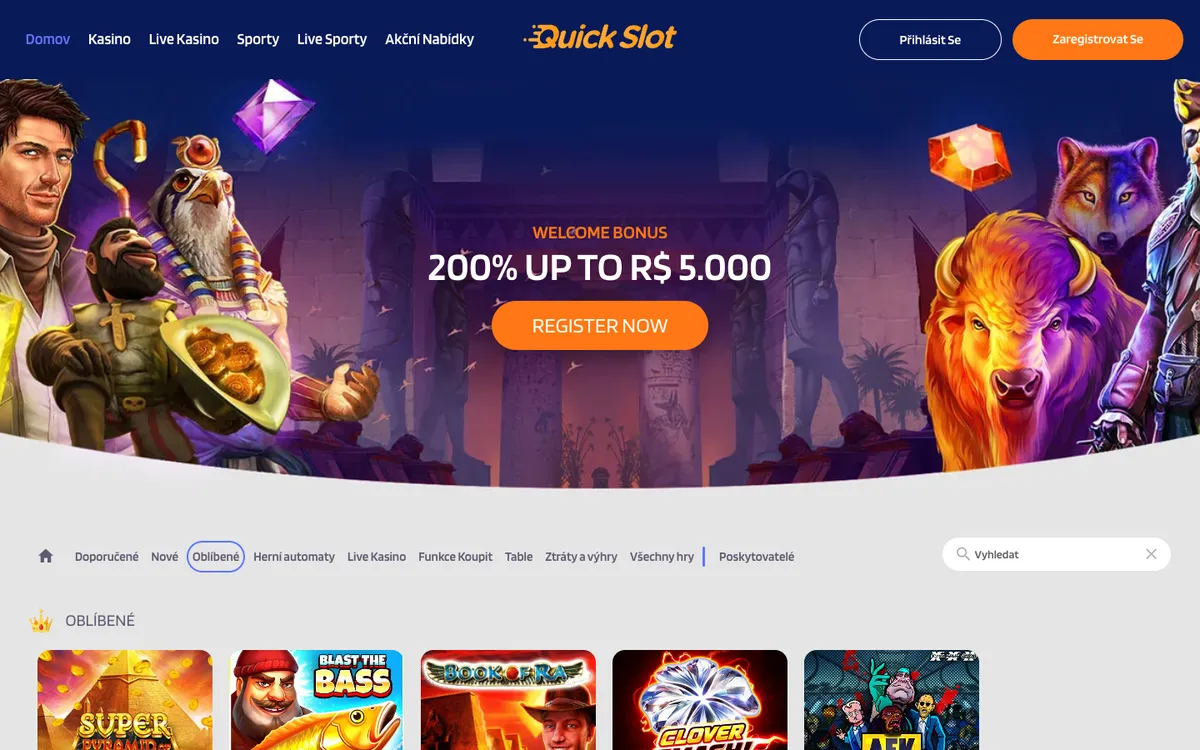 QuickSlot Casino — Promotions, captured from Czechia