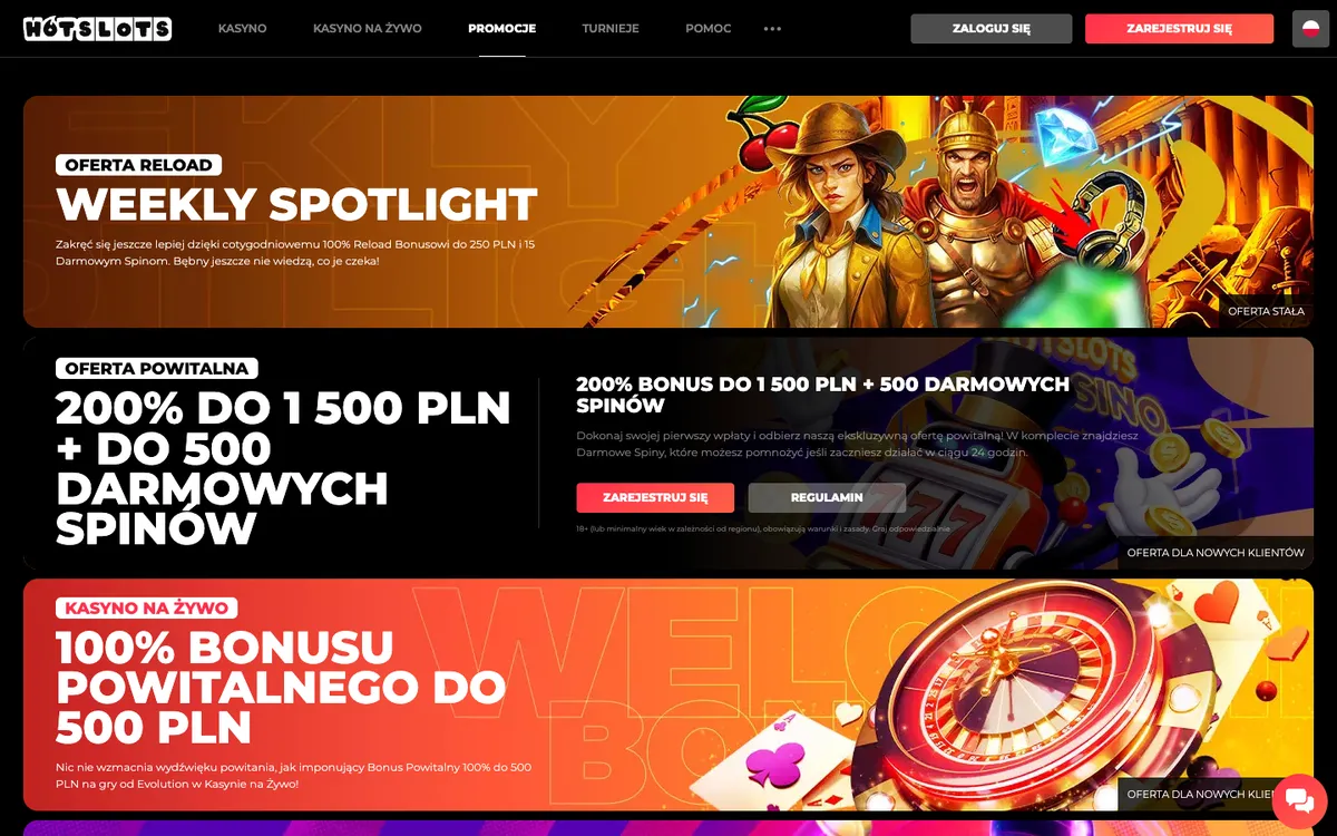 HotSlots Casino — «Акции», снято из страны Польша