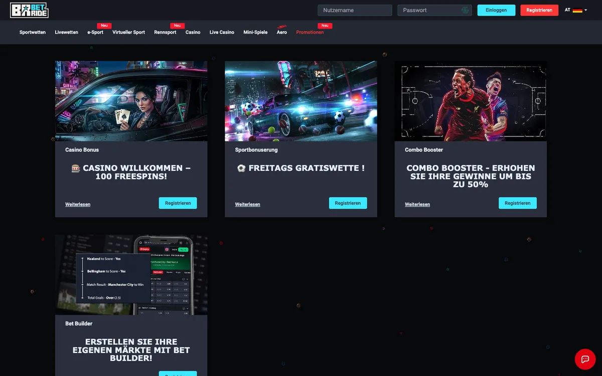Betride Casino — «Акции», снято из страны Австрия