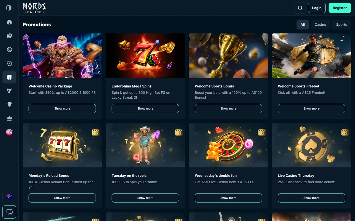 Nords Casino — Promotions, captured from Australia