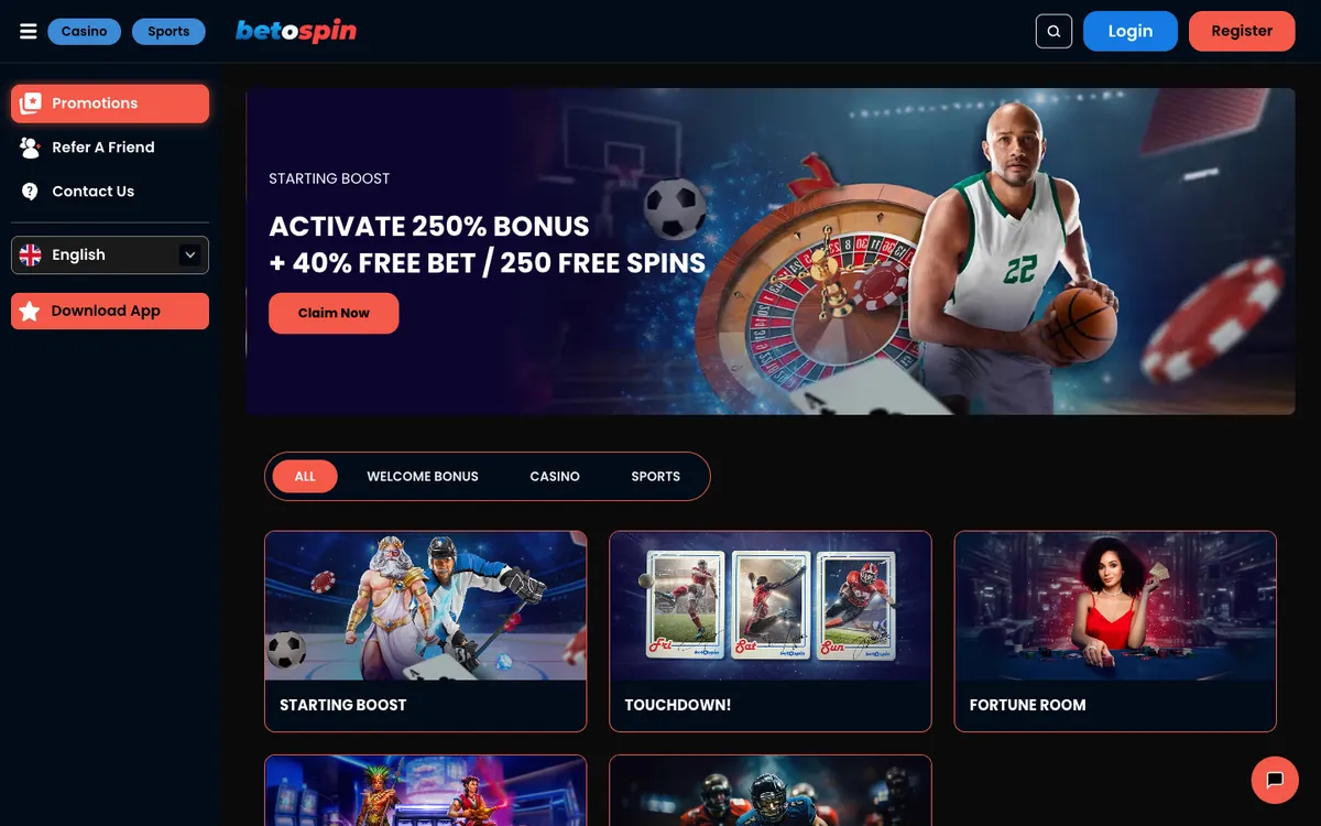 BetOspin Casino — Promotions, captured from Norway