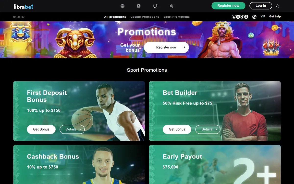 LibraBet Casino — Promotions, captured from Canada