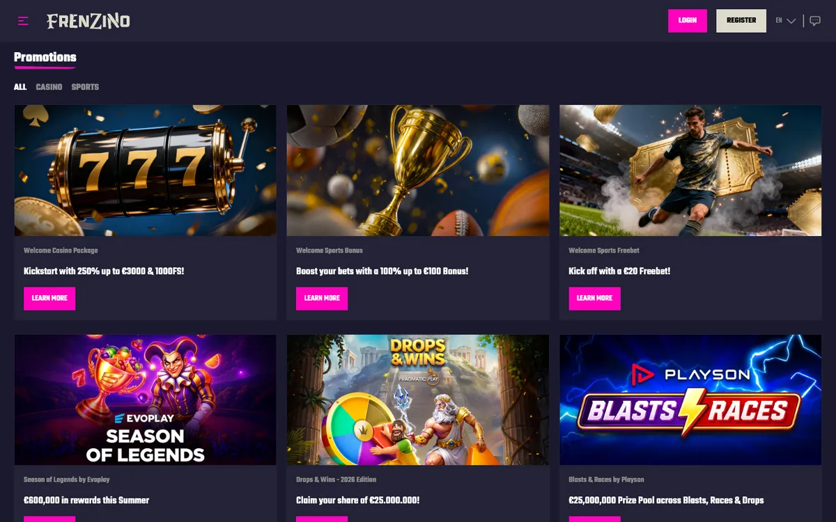 Frenzino Casino — Promotions, captured from Austria