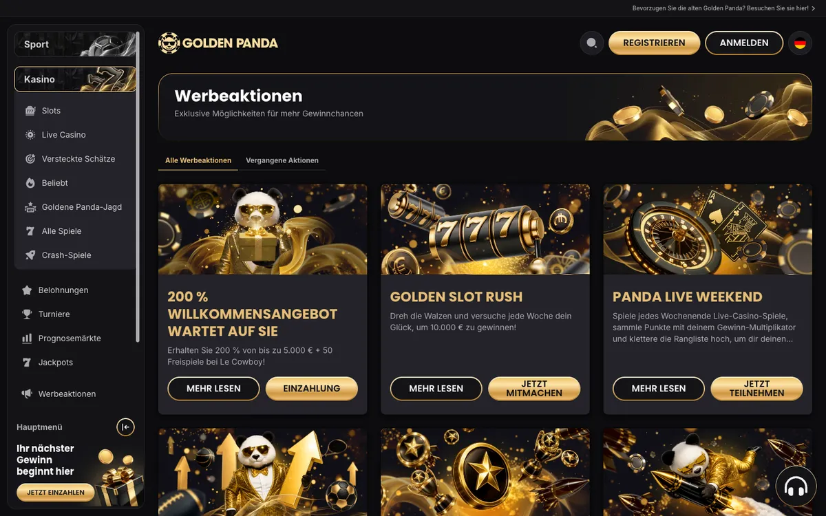Golden Panda Casino — «Акции», снято из страны Австрия