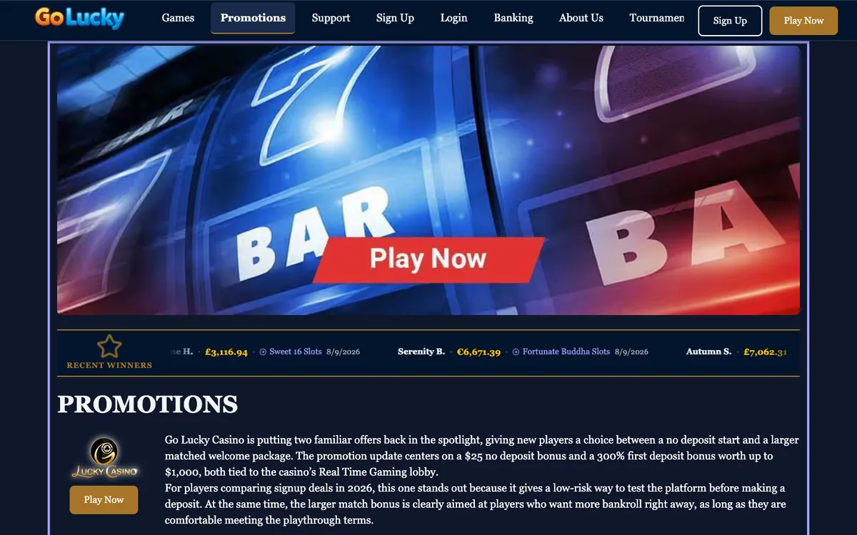 Go Lucky Casino — «Акции», снято из страны Великобритания