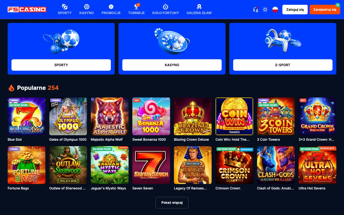 FS Casino — «Главная», снято из страны Польша