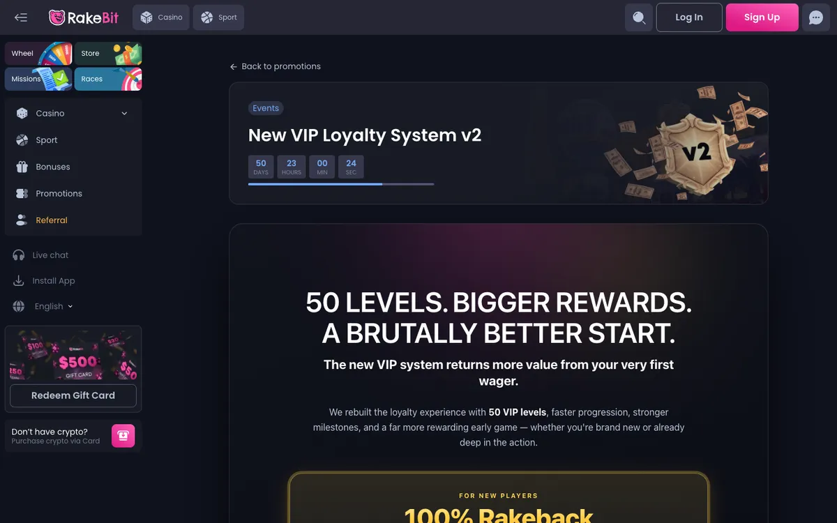 Rakebit Casino — «Акции», снято из страны Австрия