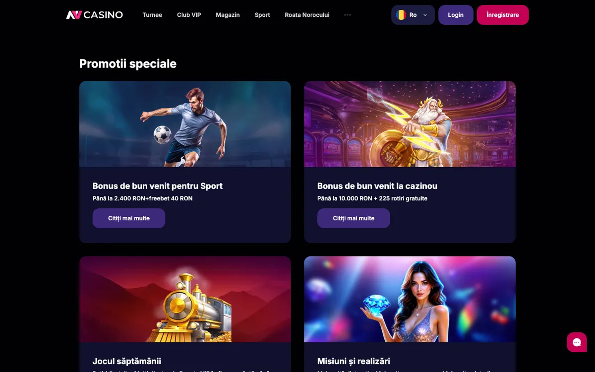 NV Casino — Promotions, captured from Romania