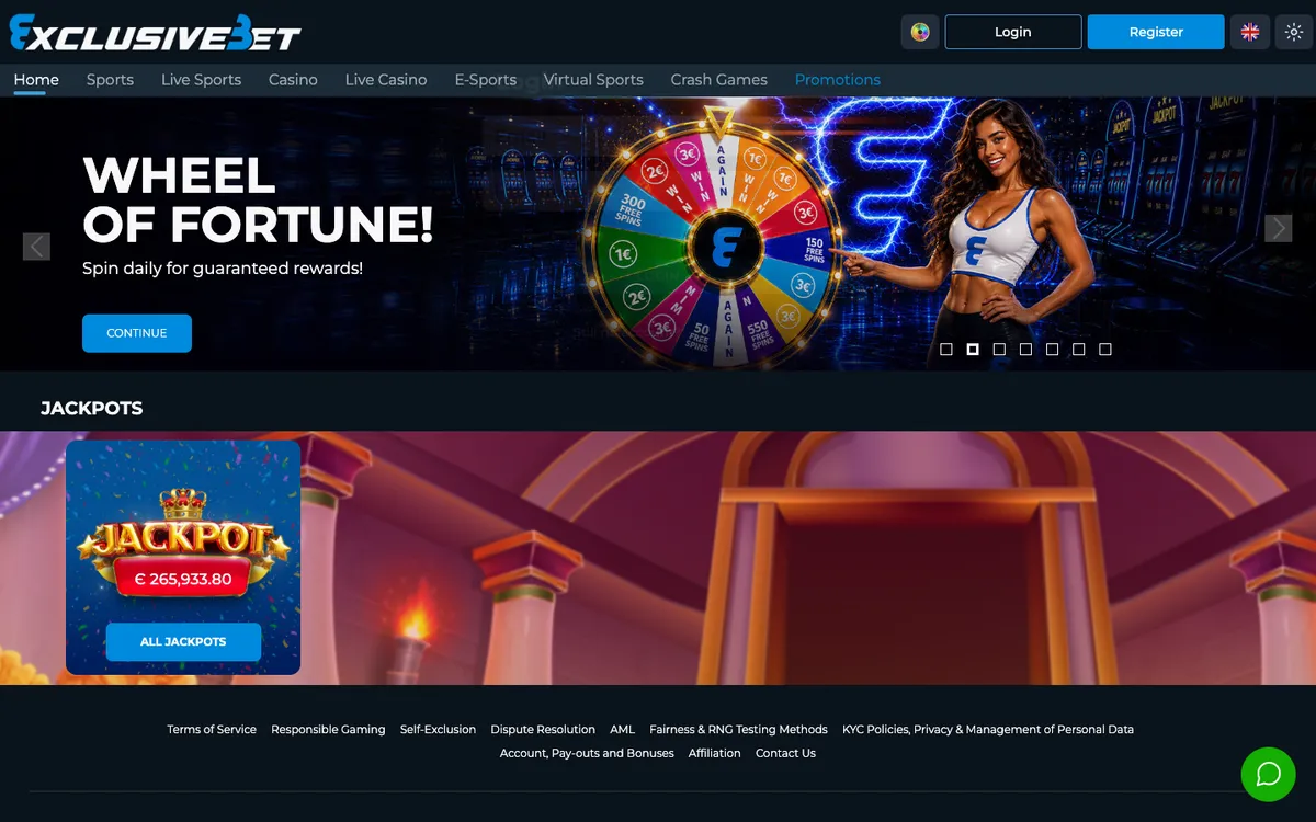 ExclusiveBet Casino — Sign-up, captured from Australia