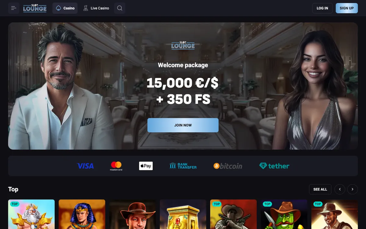 SlotLounge Casino — «Главная», снято из страны Япония