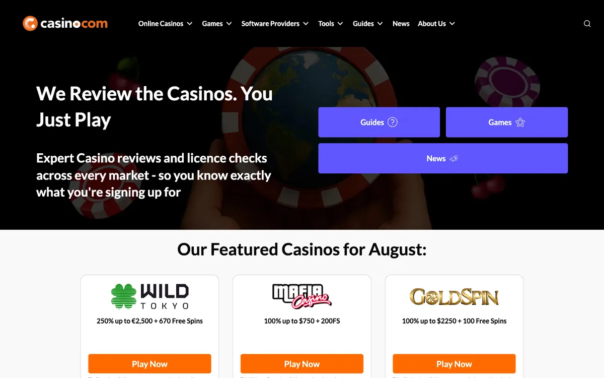 Casino.com — Home page, captured from United Arab Emirates