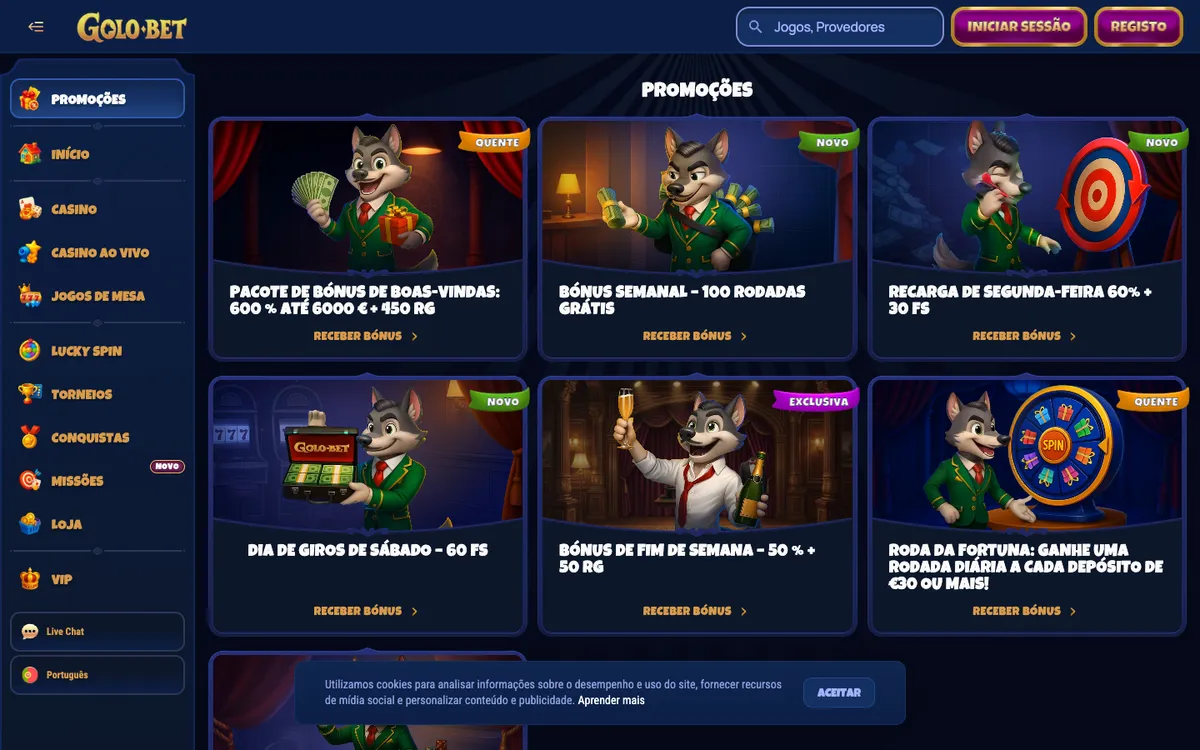 Golobet Casino — Promotions, captured from Brazil