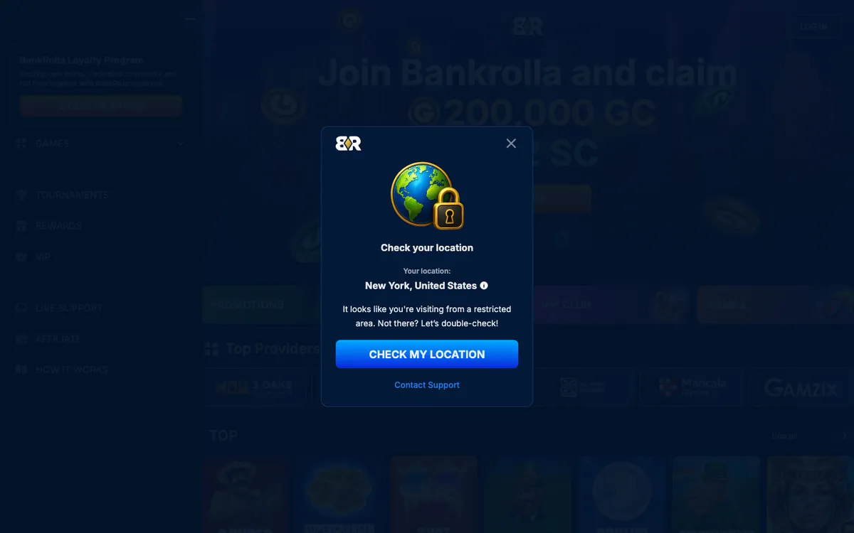 BankRolla Casino — Sign-up, captured from United States