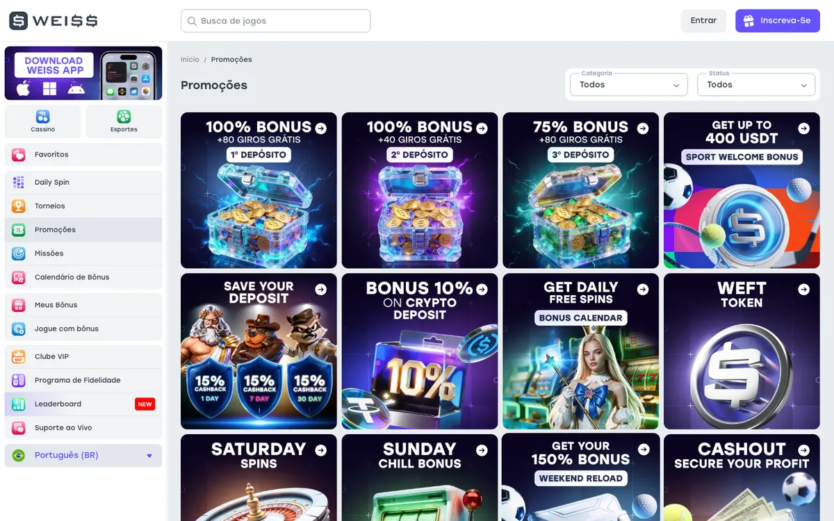 Weiss Casino — Promotions, captured from Brazil