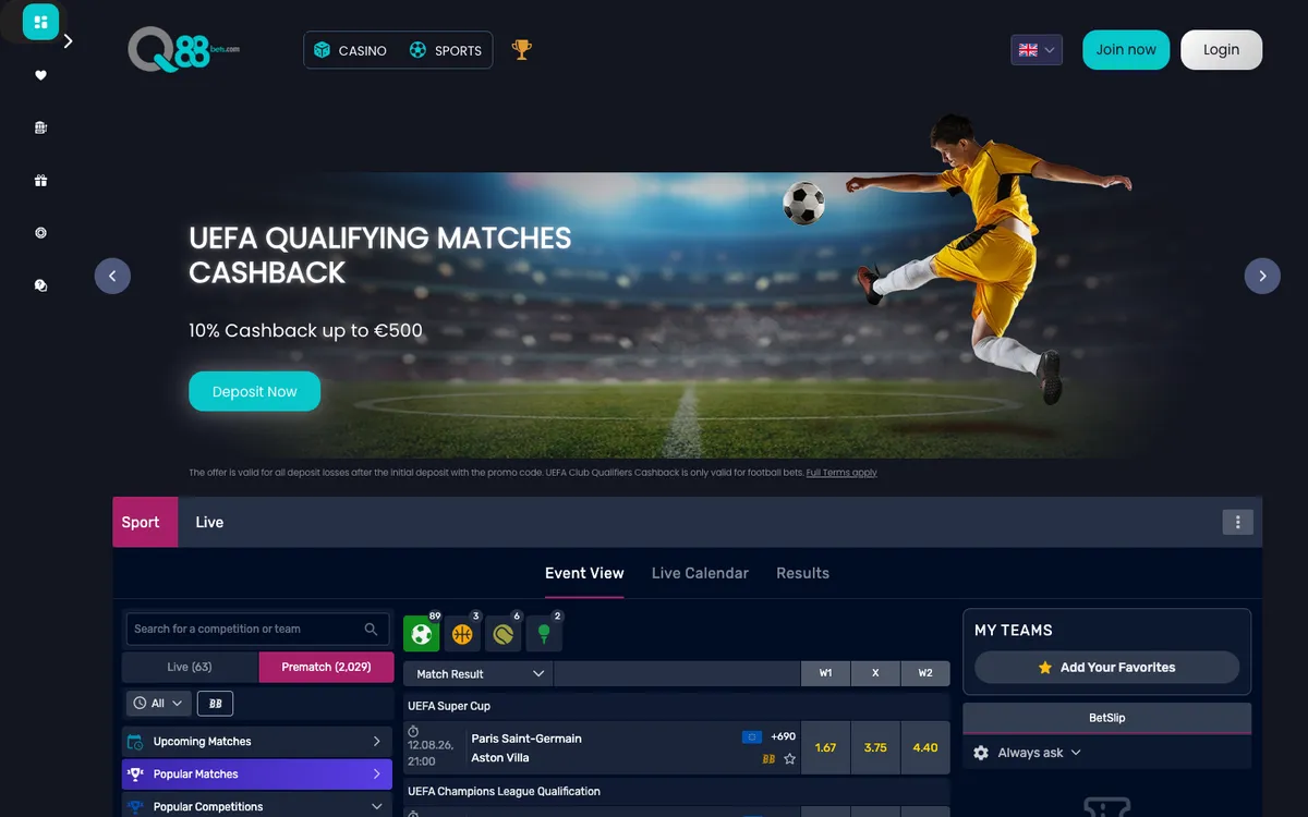 Q88Bets Casino — «Главная», снято из страны Португалия