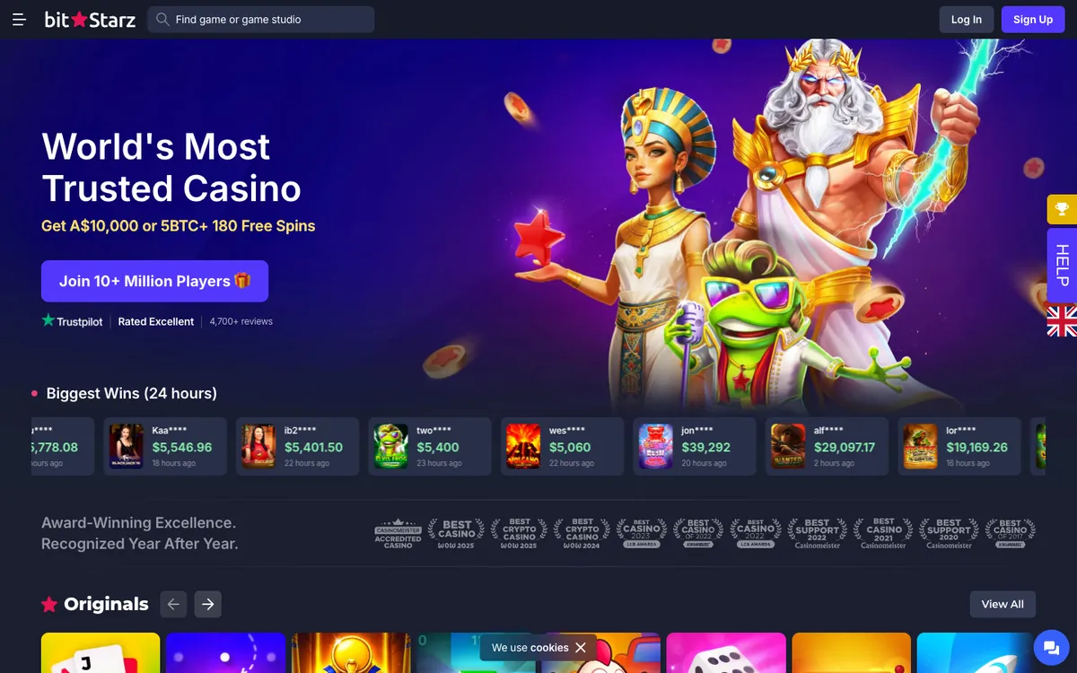BitStarz Casino — Home page, captured from Australia