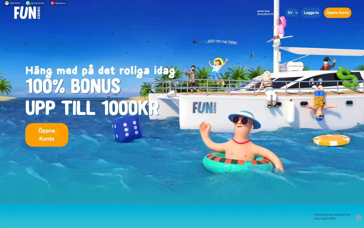 Fun Casino — Home page, captured from Sweden