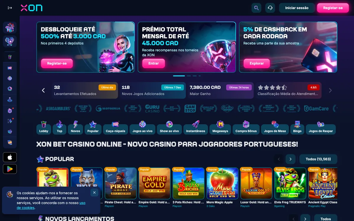 Xon Bet Casino — Home page, captured from Brazil