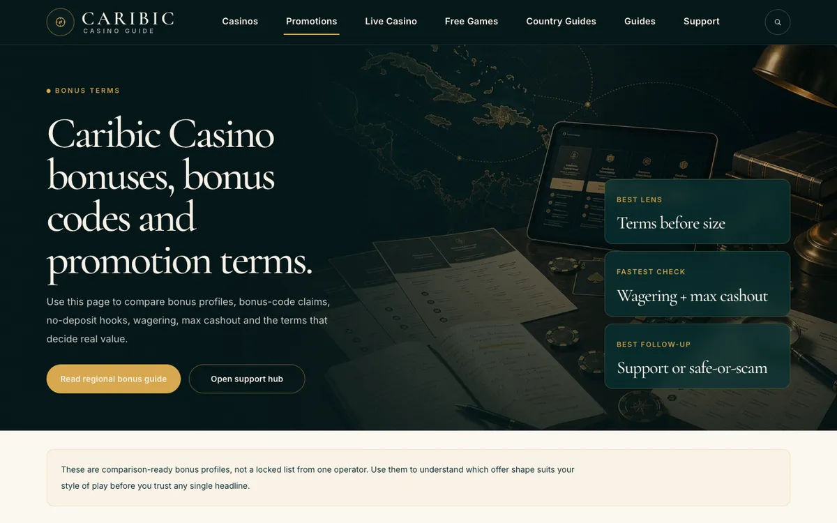 Caribic Casino — Promotions, captured from Czechia