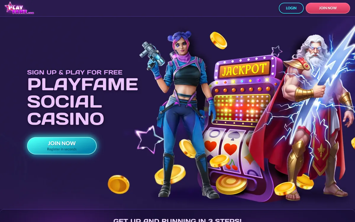 PlayFame Casino — Home page, captured from United States