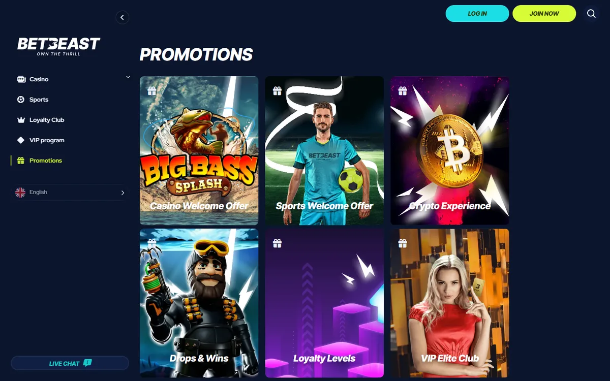 BetBeast Casino — Promotions, captured from Canada