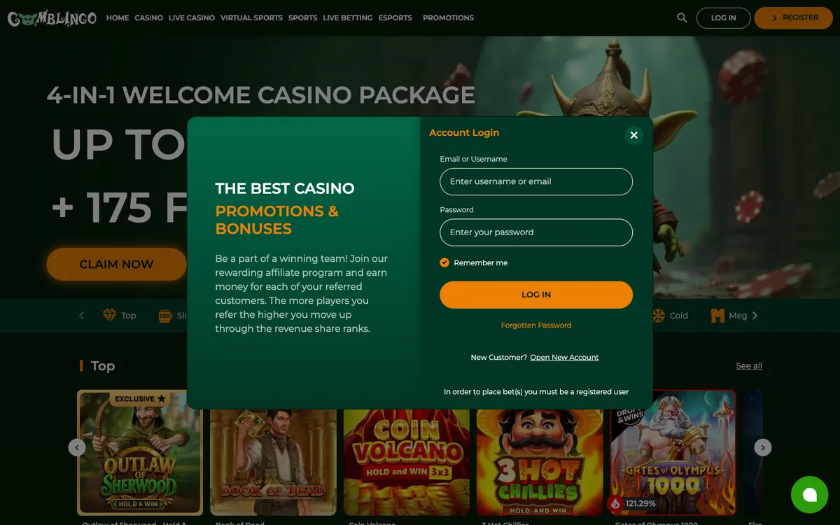 Gomblingo Casino — Sign-up, captured from Brazil