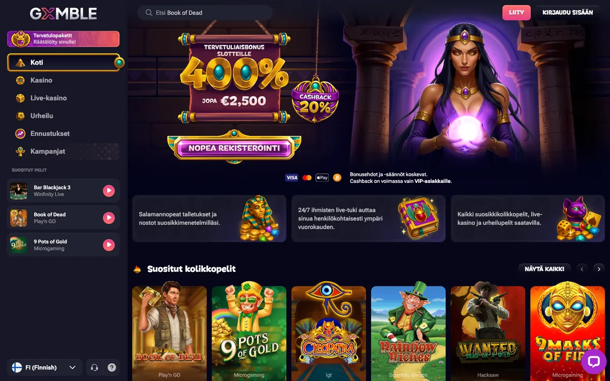 Gxmble Casino — «Главная», снято из страны Финляндия