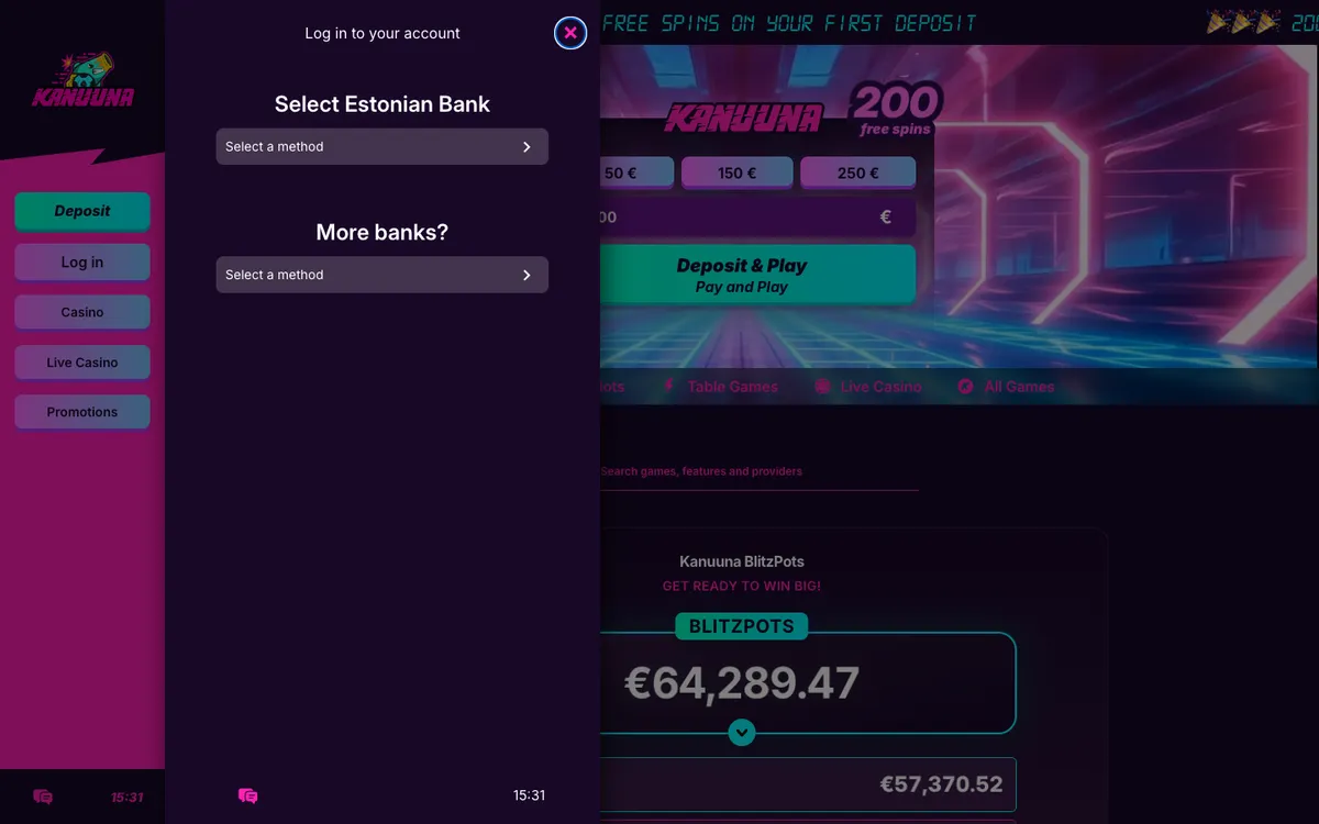 Kanuuna Casino — Sign-up, captured from Estonia
