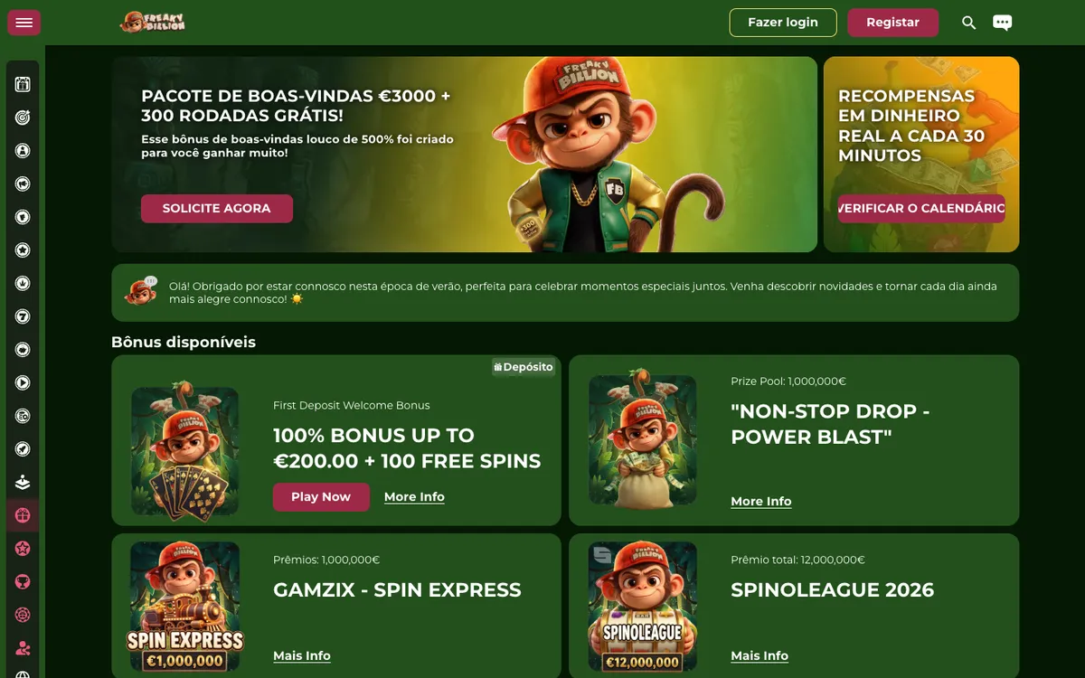 FreakyBillion Casino — Promotions, captured from Portugal
