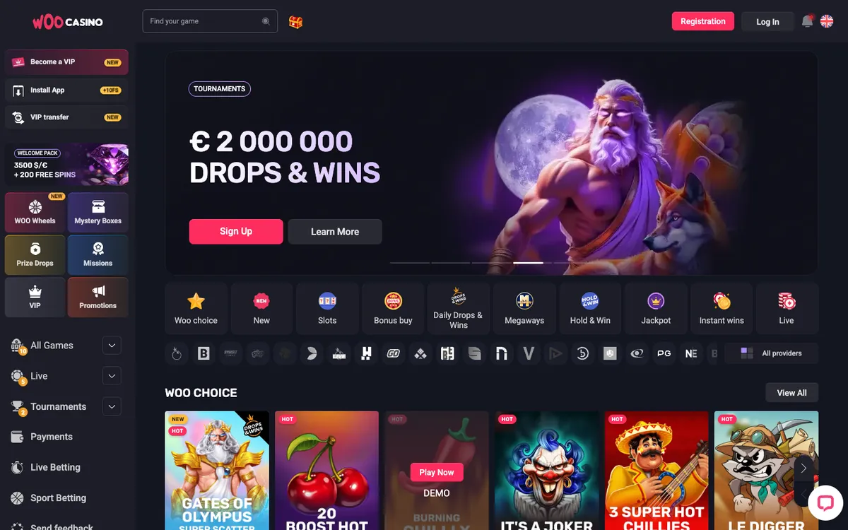 Woocasino — «Регистрация», снято из страны Япония