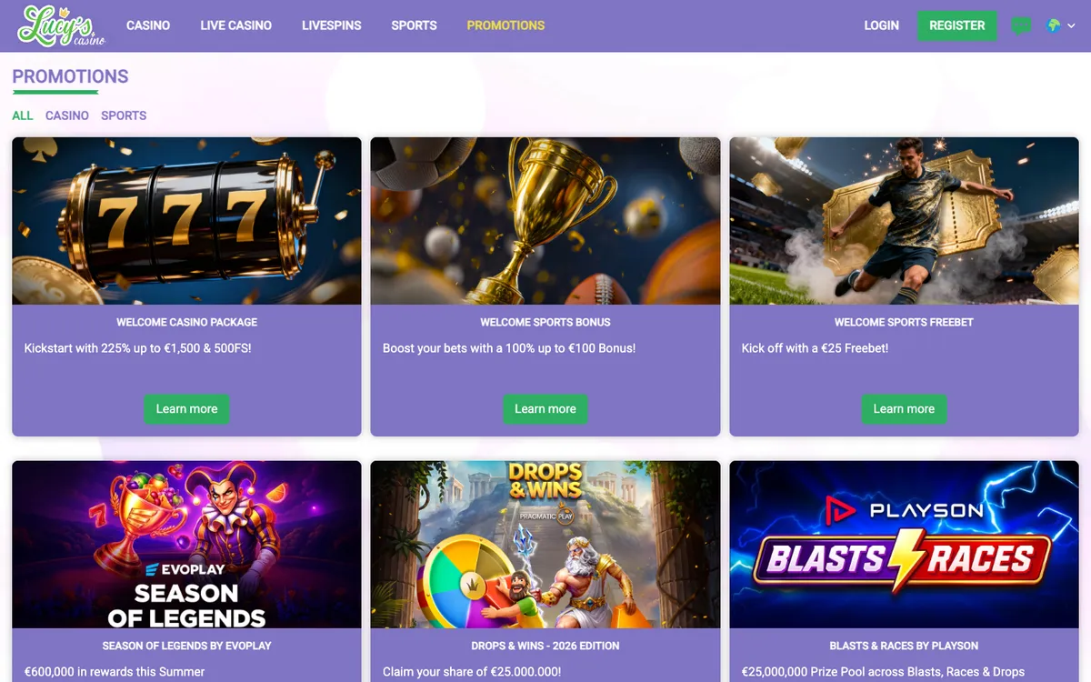 Lucy's Casino — Promotions, captured from Finland