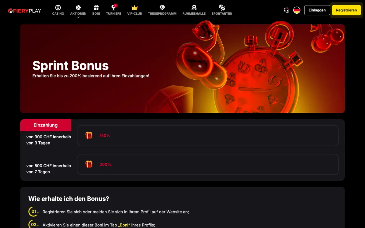 Fiery Play Casino — Payments, captured from Switzerland
