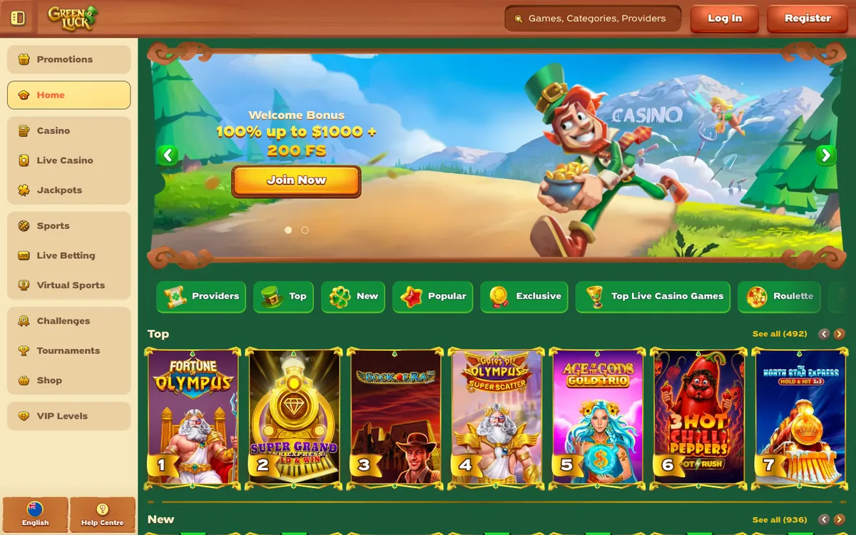 Greenluck Casino — «Главная», снято из страны Новая Зеландия