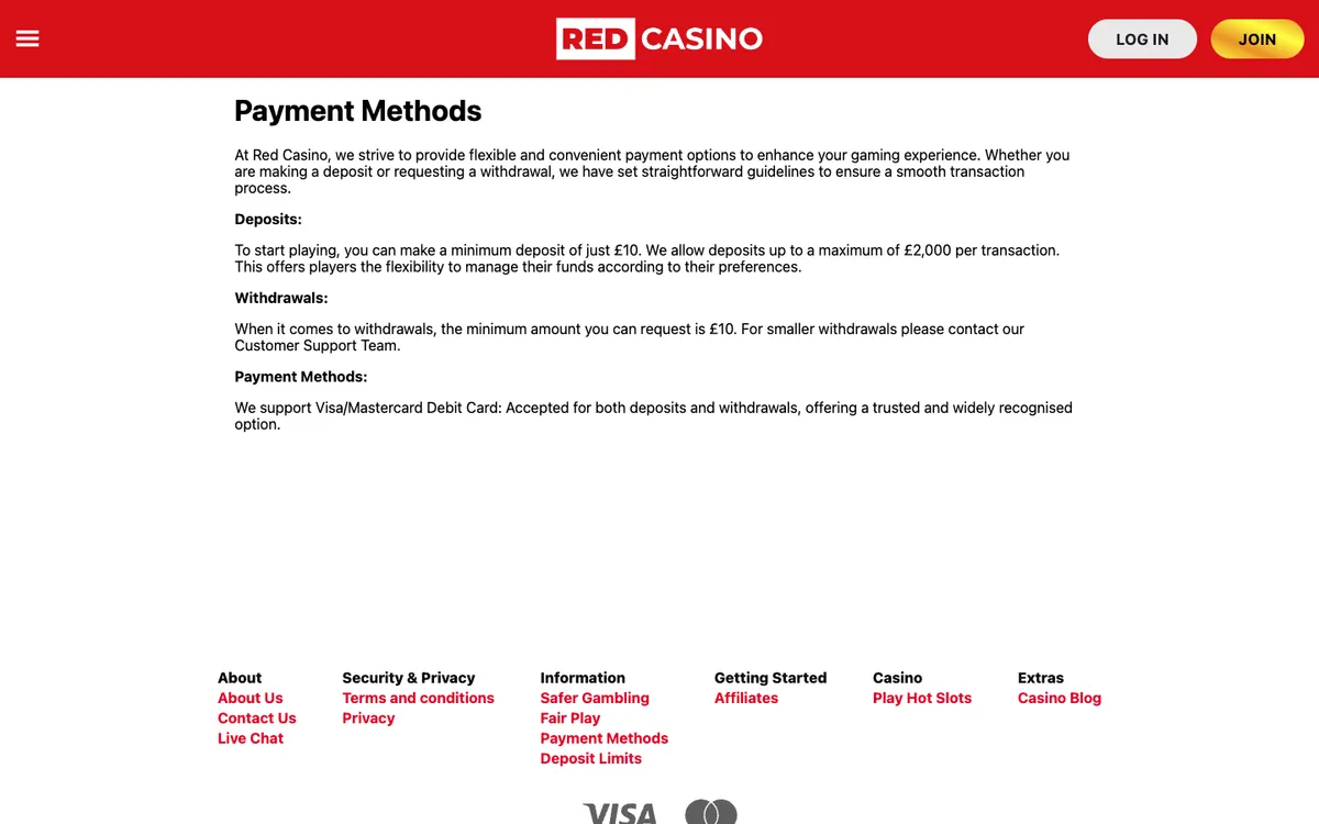 Red Casino — «Платежи», снято из страны Австралия