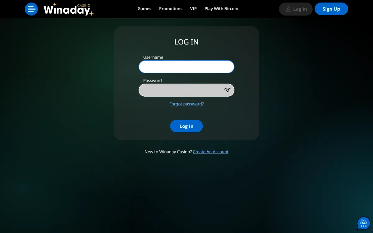 Win A Day Casino — Sign-up, captured from Austria