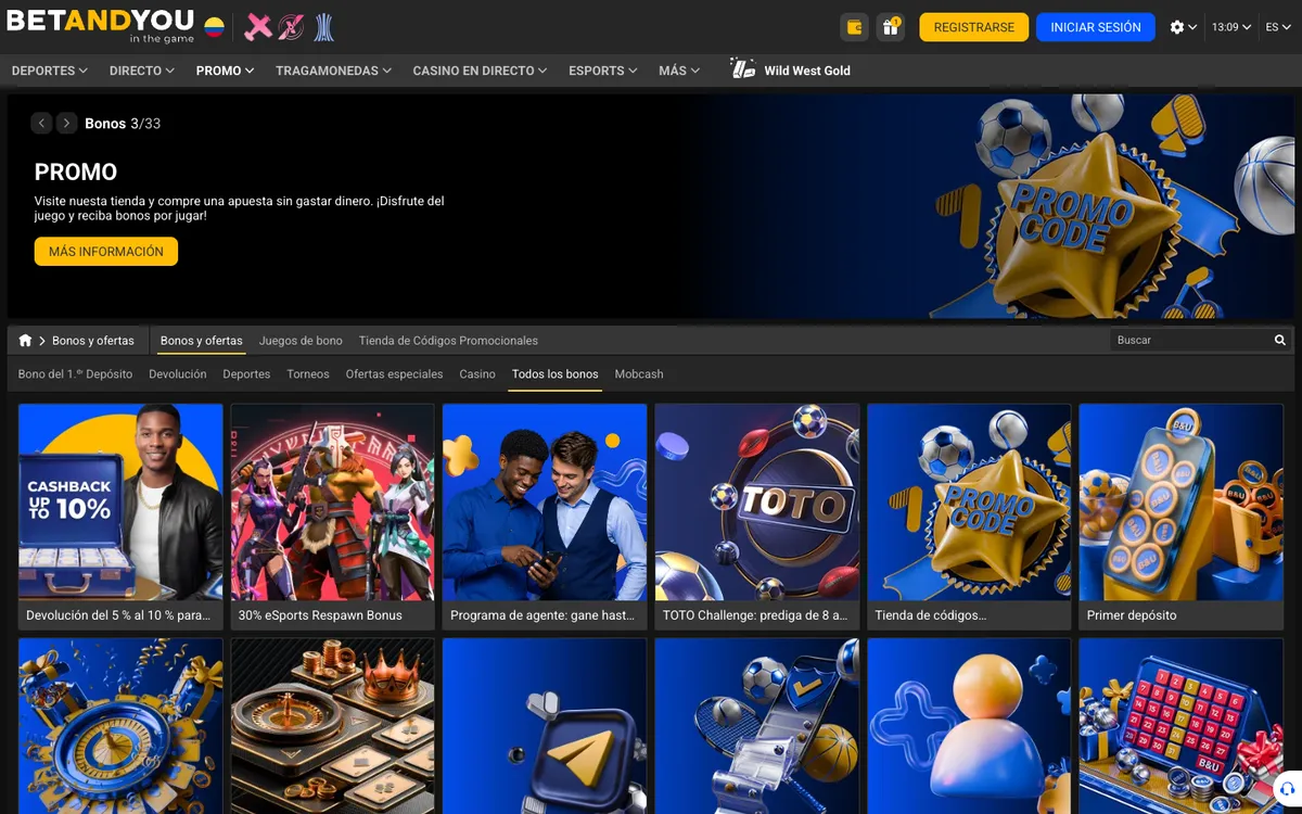 Betandyou Casino — Promotions, captured from Colombia