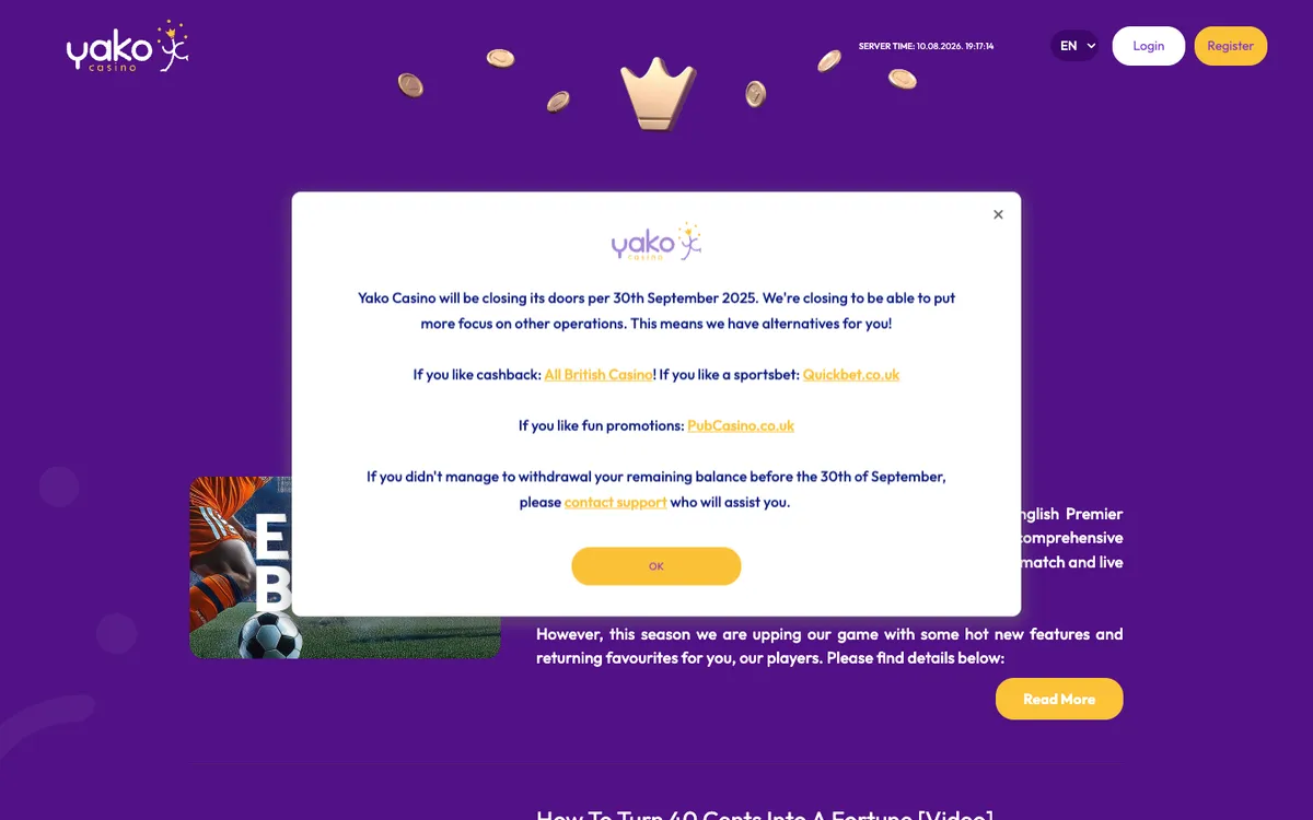 YakoCasino — «Акции», снято из страны Финляндия