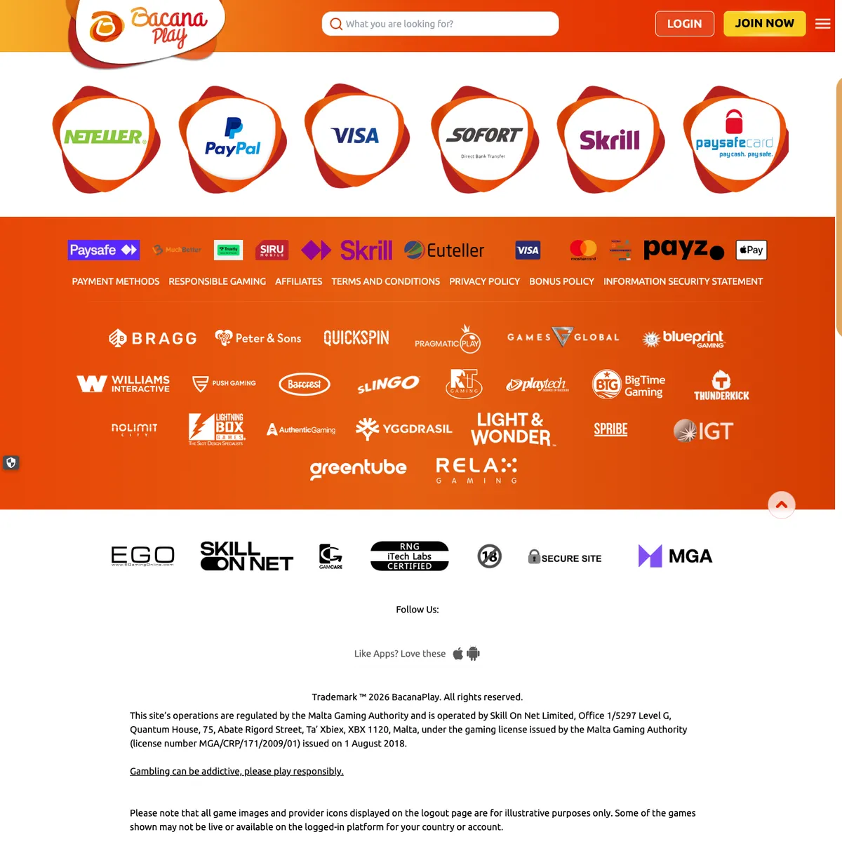BacanaPlay Casino — Payments, captured from Finland