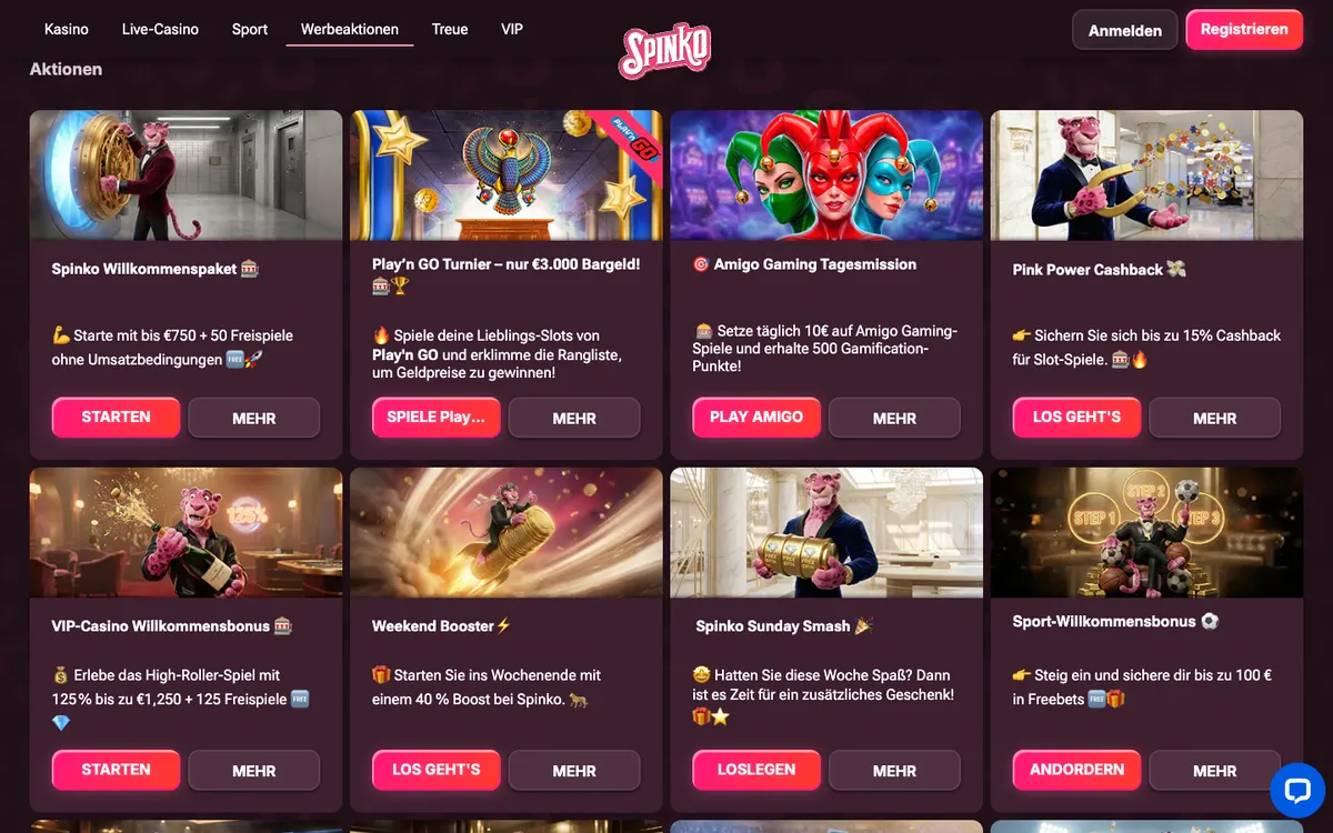 SpinkoCasino — «Акции», снято из страны Германия