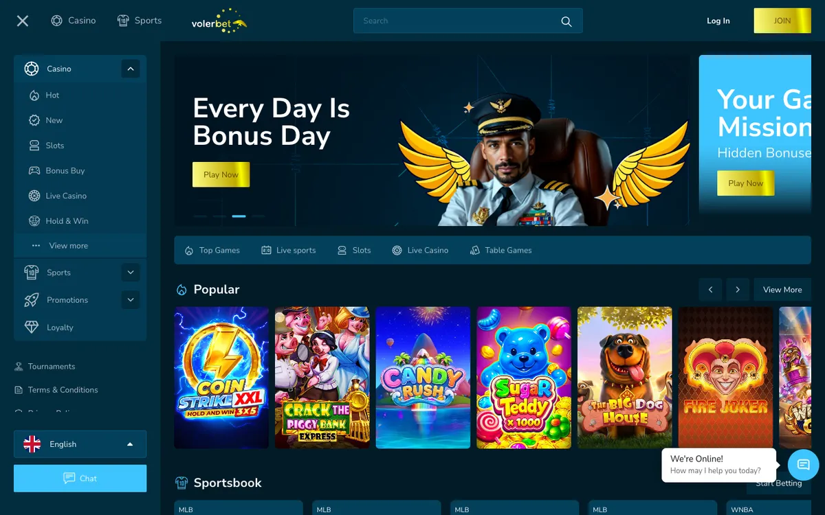 Volerbet Casino — Home page, captured from Brazil