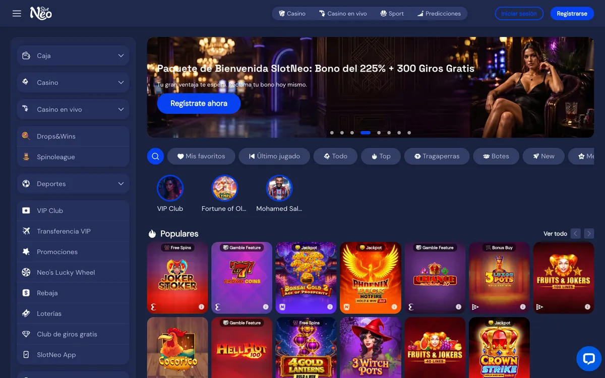 SlotNEO Casino — Payments, captured from Spain